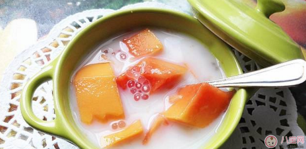 秋燥降火自制椰汁木瓜西米露 媽媽寶寶都愛吃！