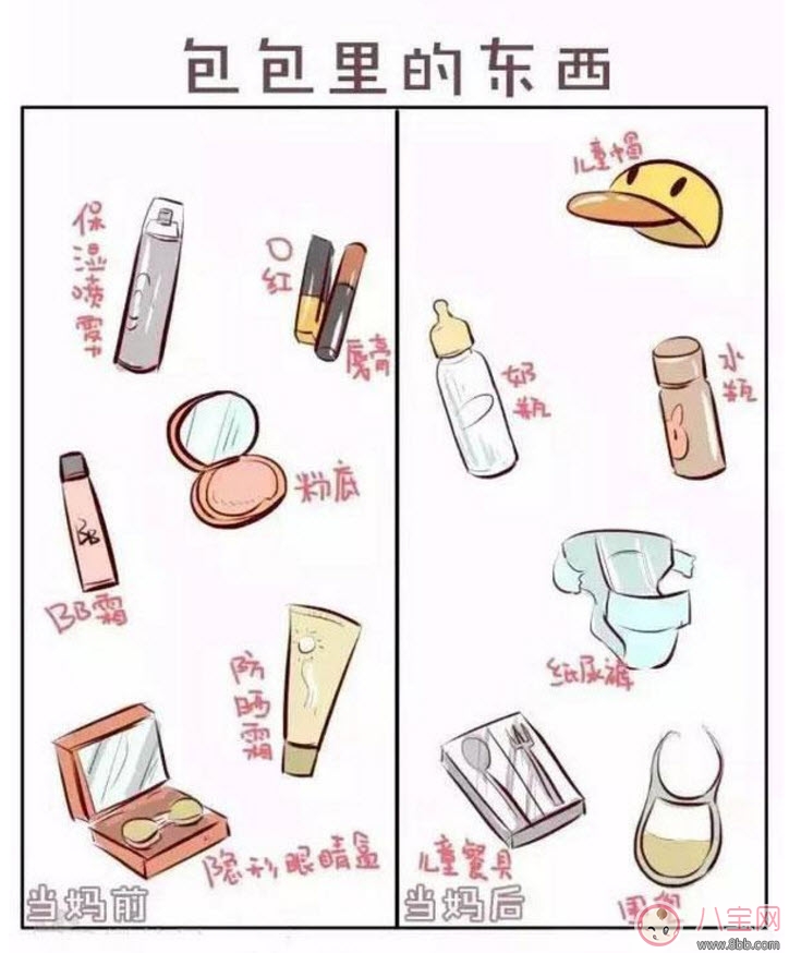 生娃前后對比漫畫 當媽前和當媽后對比圖片