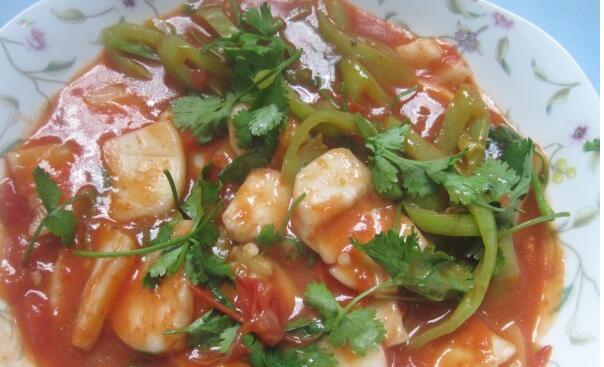 快手小吃番茄青椒炒年糕怎么做？