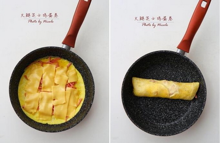 火腿芝士雞蛋卷的做法步驟5-6