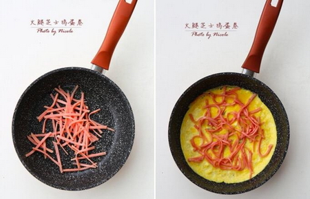 火腿芝士雞蛋卷的做法步驟3-4