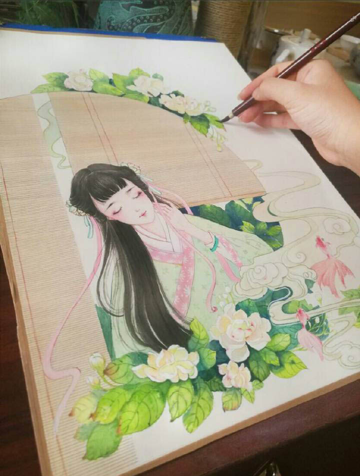 超細(xì)致的古風(fēng)水彩女子繪畫(huà)教程 清新唯美