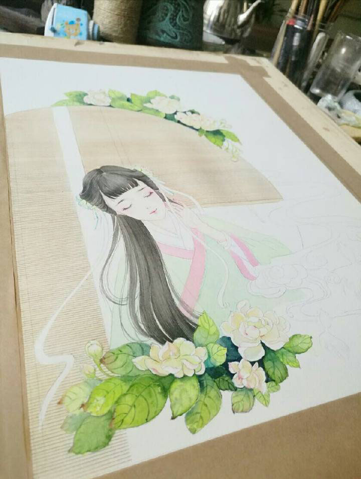 超細(xì)致的古風(fēng)水彩女子繪畫(huà)教程 清新唯美