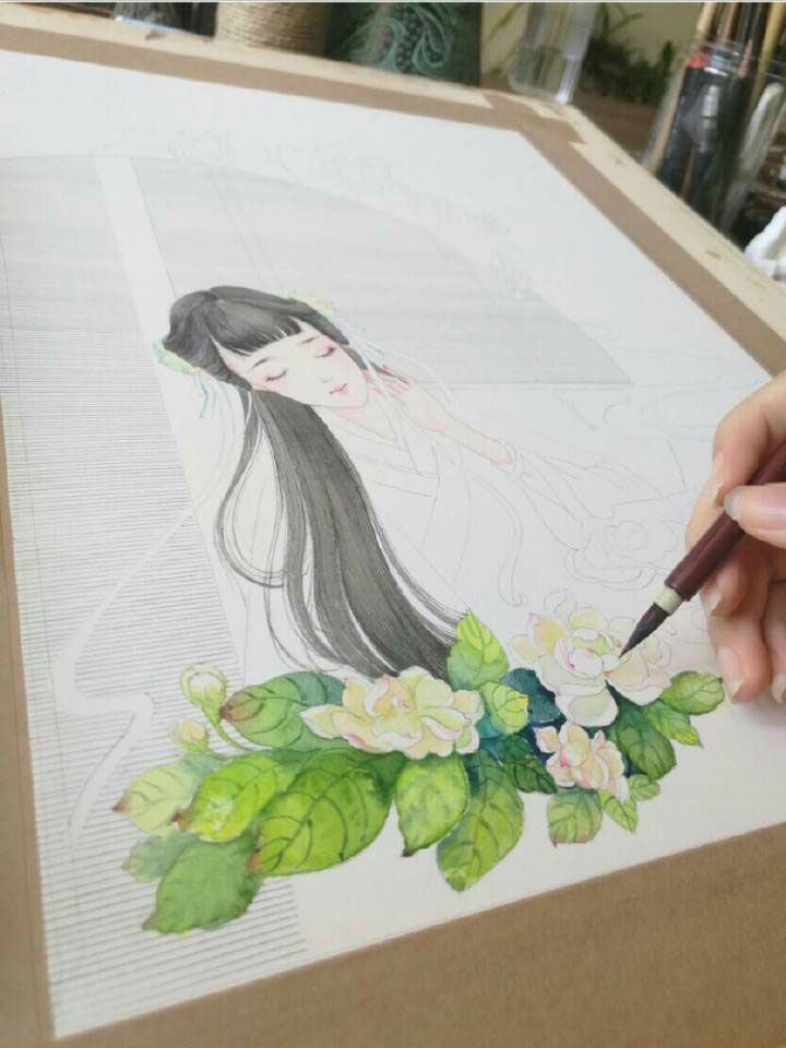 超細(xì)致的古風(fēng)水彩女子繪畫(huà)教程 清新唯美