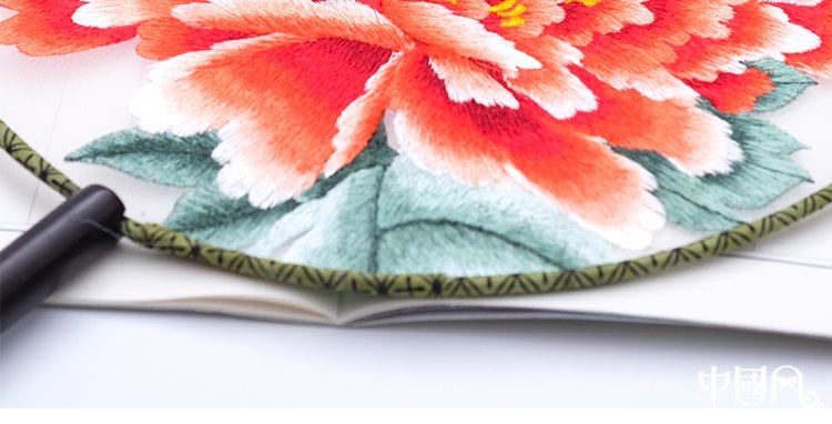 古典家佳樂(lè)文學(xué)牡丹繡花手工刺繡團(tuán)扇