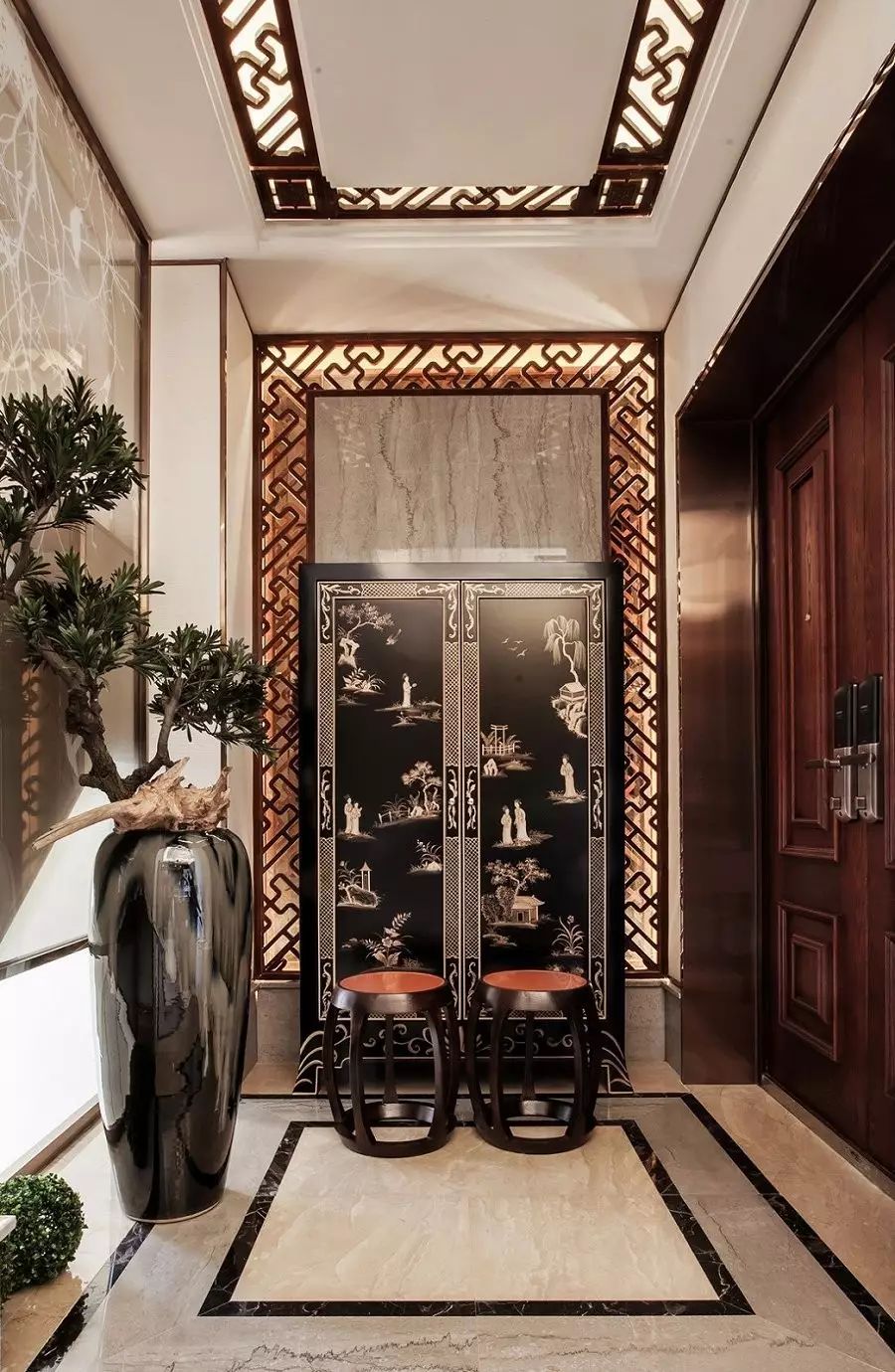 新中式玄關(guān)，推開(kāi)門就讓人驚艷到心!