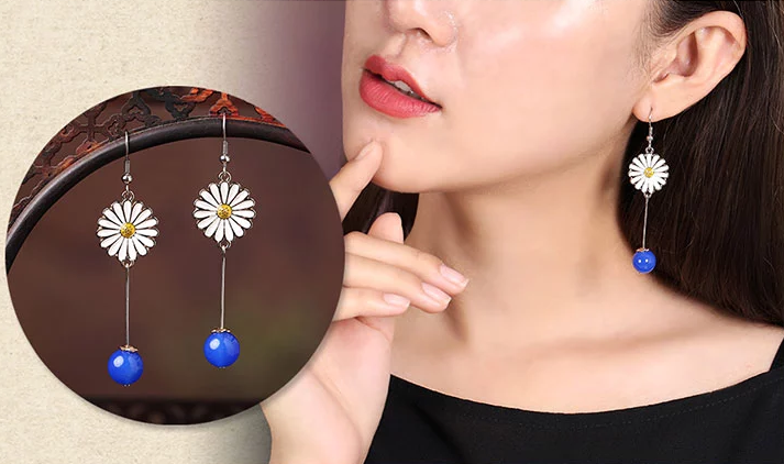 家佳樂(lè)文學(xué)時(shí)尚花朵吊墜復(fù)古可愛(ài)耳環(huán)