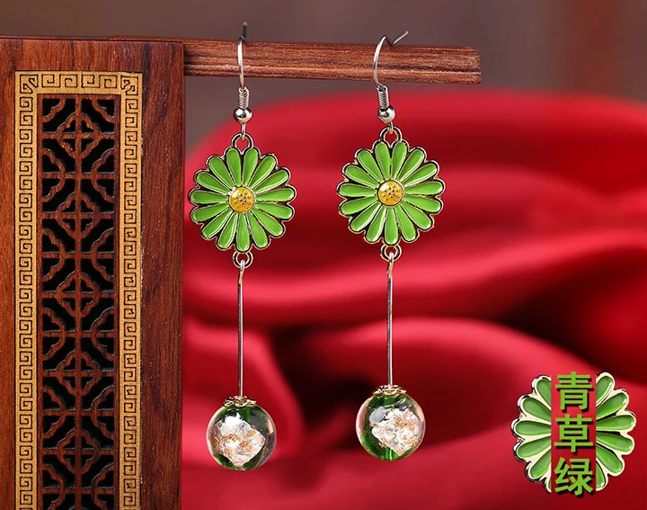 家佳樂文學(xué)時(shí)尚花朵吊墜復(fù)古可愛耳環(huán)