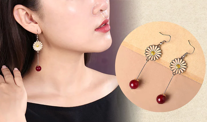 家佳樂(lè)文學(xué)時(shí)尚花朵吊墜復(fù)古可愛(ài)耳環(huán)