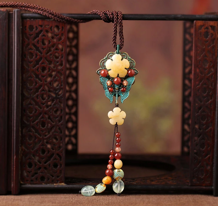 民族風(fēng)蝴蝶花吊墜掛飾毛衣鏈項(xiàng)鏈