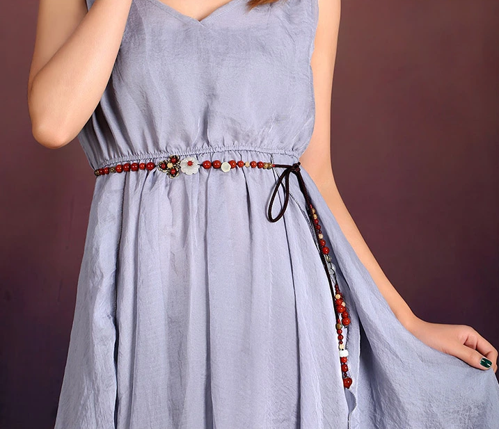 文藝氣質(zhì)瑪瑙紅色細腰帶復(fù)古民族風腰鏈