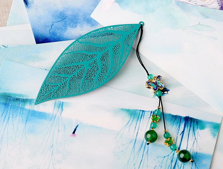 鏤空樹(shù)葉家佳樂(lè)文學(xué)綠色復(fù)古文藝書(shū)簽