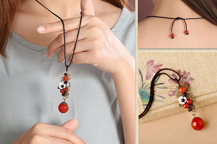 簡約民族風(fēng)瑪瑙吊墜裝飾飾品項鏈