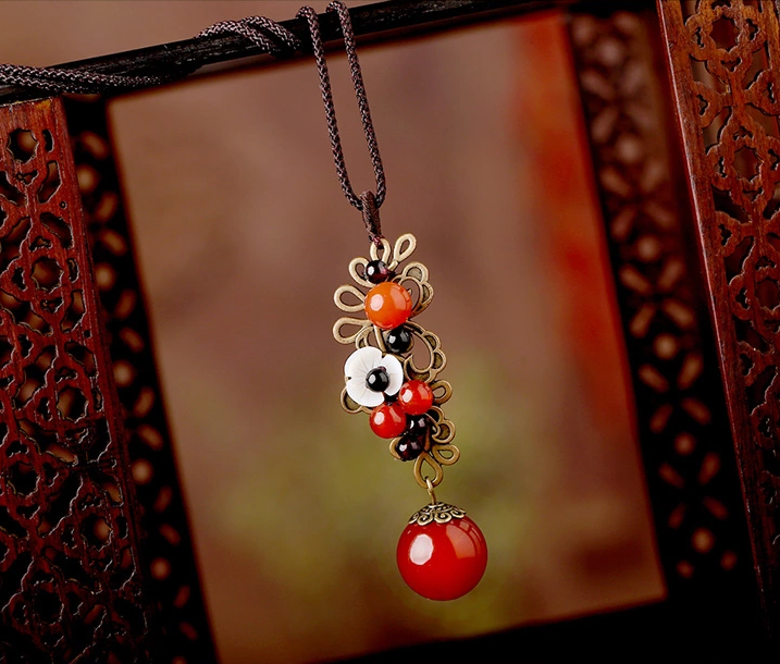 簡約民族風(fēng)瑪瑙吊墜裝飾飾品項鏈