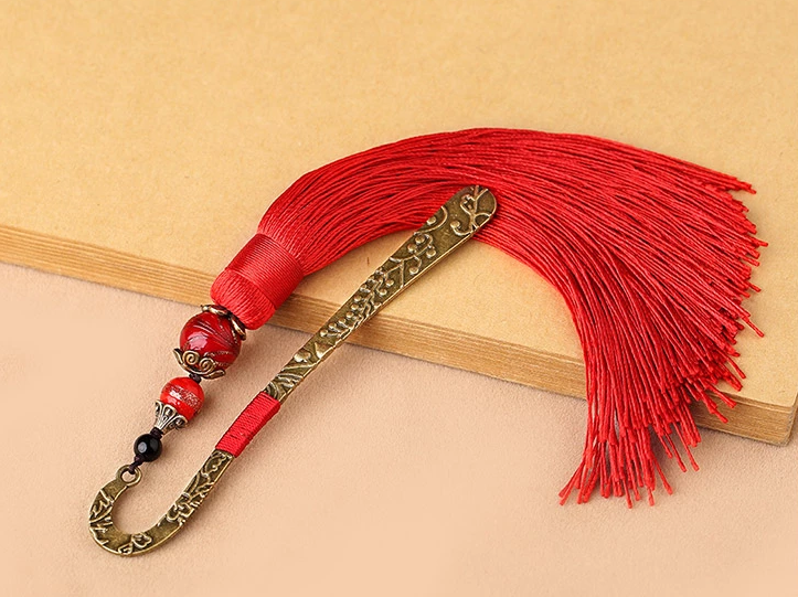 家佳樂文學(xué)金屬古風(fēng)古典創(chuàng)意紅流蘇書簽