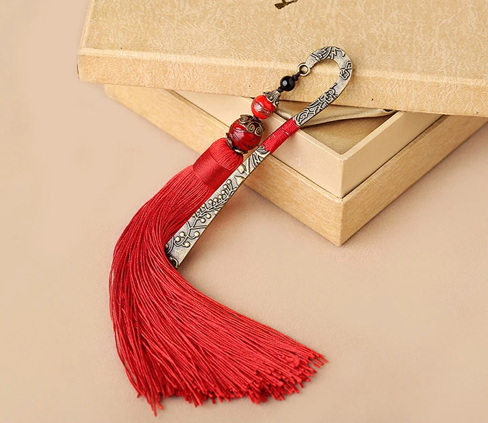 家佳樂文學(xué)金屬古風(fēng)古典創(chuàng)意紅流蘇書簽