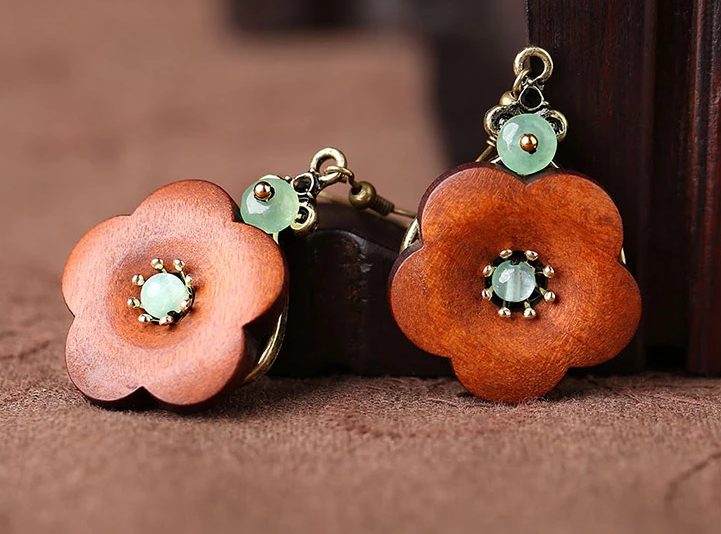 簡約復古氣質木質耳墜耳環(huán)首飾