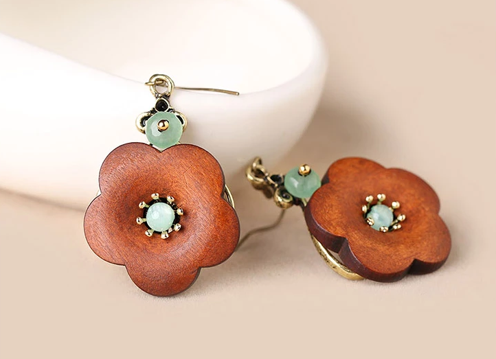 簡約復古氣質木質耳墜耳環(huán)首飾