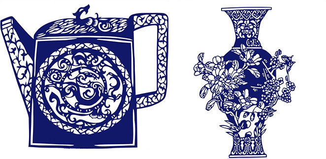 15款古典家佳樂文學(xué)青花瓷圖案剪紙藝術(shù)