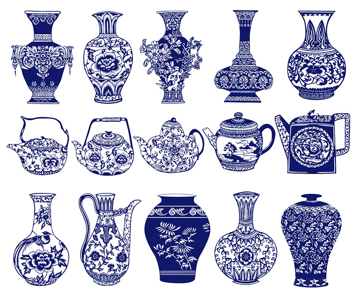 15款古典家佳樂文學(xué)青花瓷圖案剪紙藝術(shù)