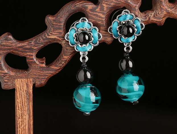 家佳樂文學(xué)琉璃瑪瑙耳墜手工復(fù)古耳環(huán)首飾