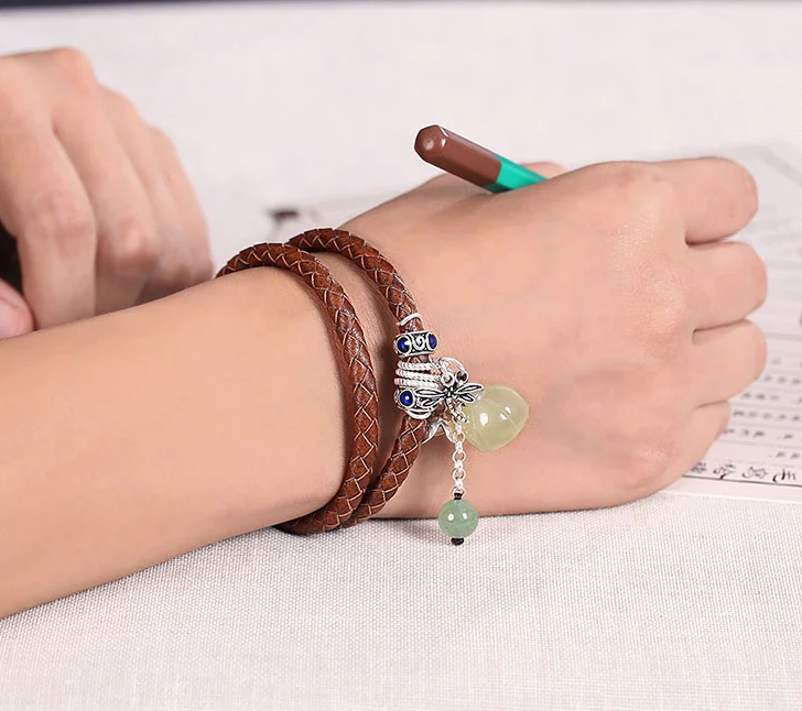 復(fù)古時尚手飾雙圈編織手鏈手繩飾品