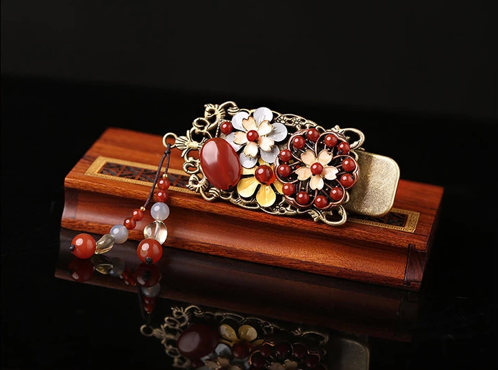 家佳樂文學(xué)紅色發(fā)夾古典民族風(fēng)頭飾