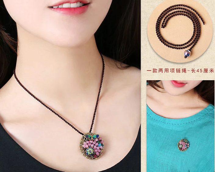 復古景泰藍彩玉吊墜配飾飾品