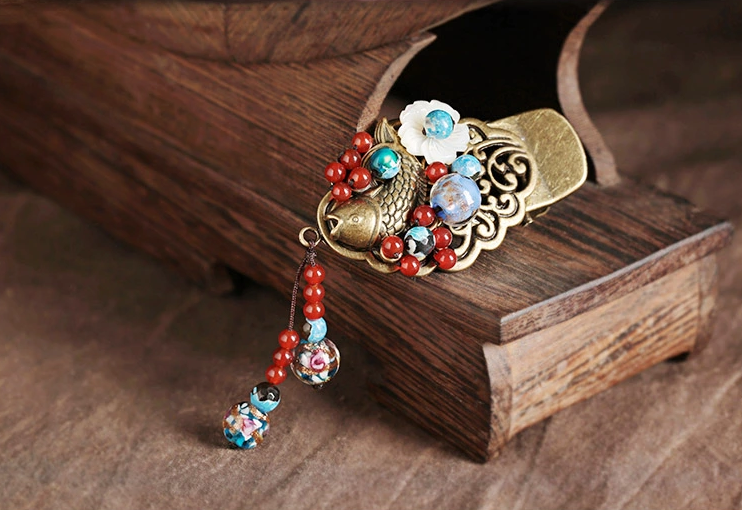 一尾游魚發(fā)夾，復(fù)古風(fēng)鴨嘴夾頭飾