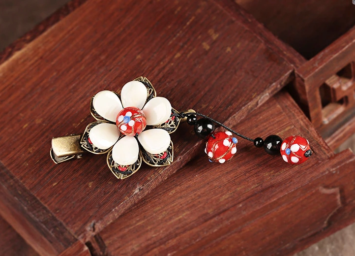 古風(fēng)古典貝殼發(fā)夾，小花朵清新頭飾