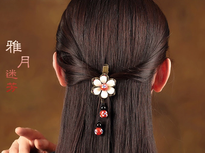 古風(fēng)古典貝殼發(fā)夾，小花朵清新頭飾
