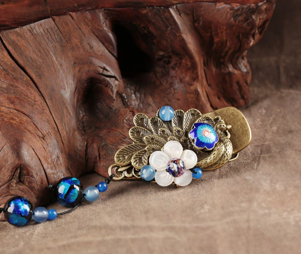 家佳樂文學(xué)古典孔雀發(fā)夾復(fù)古鴨嘴夾頭飾