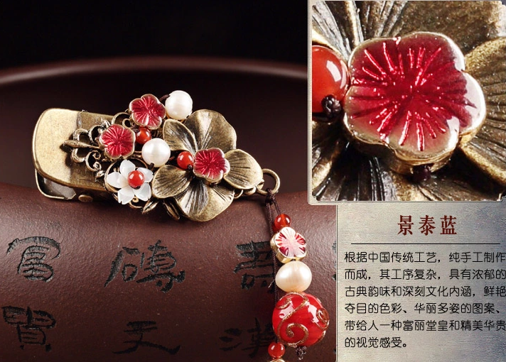 古典家佳樂(lè)文學(xué)發(fā)夾琉璃吊墜頭飾