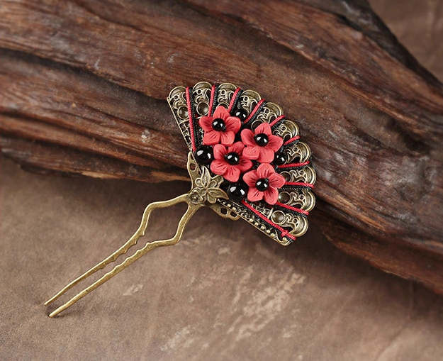 一扇矜紅家佳樂(lè)文學(xué)發(fā)釵中式古風(fēng)簪子頭飾