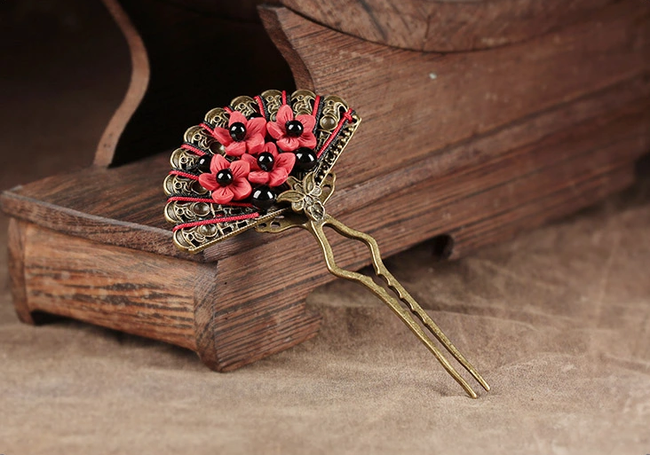 一扇矜紅家佳樂(lè)文學(xué)發(fā)釵中式古風(fēng)簪子頭飾
