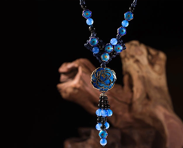 國(guó)色天香牡丹花吊墜復(fù)古風(fēng)項(xiàng)鏈毛衣鏈