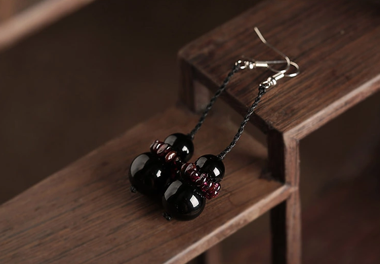 石榴石瑪瑙家佳樂(lè)文學(xué)古典長(zhǎng)款耳環(huán)首飾