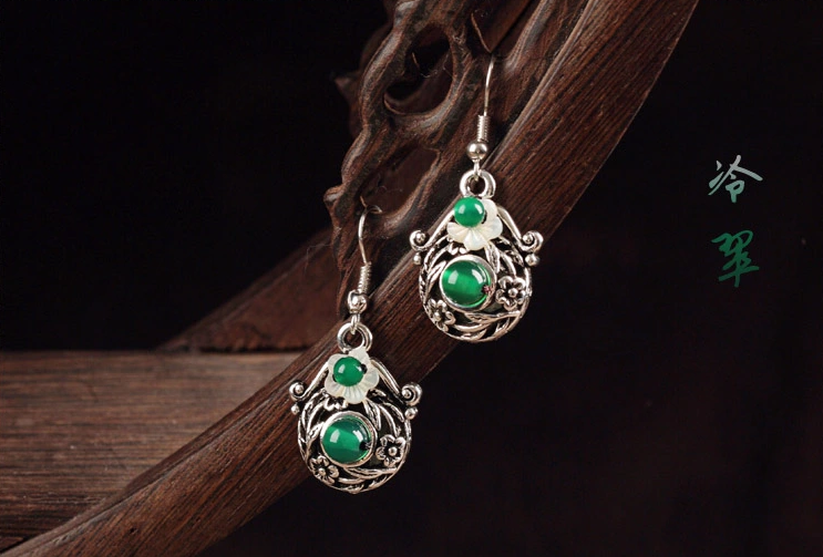 清新花朵耳墜復古家佳樂文學耳環(huán)首飾