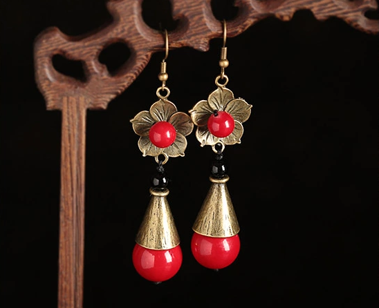 做舊古銅金屬花朵耳環(huán)家佳樂文學(xué)首飾