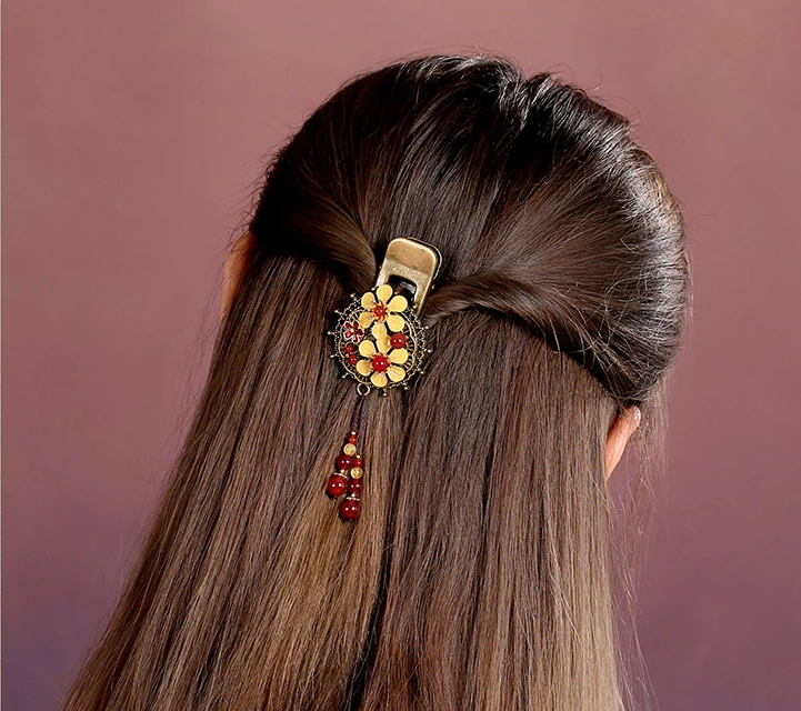 復(fù)古個性黃色花朵頭飾發(fā)夾