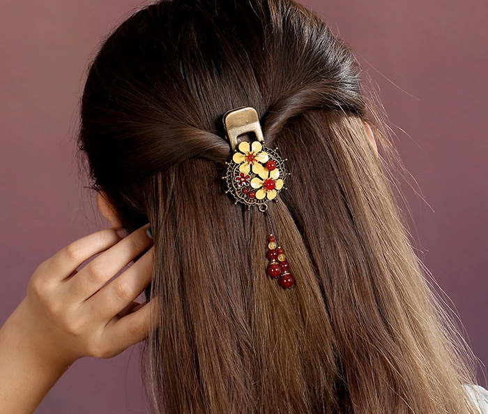 復(fù)古個性黃色花朵頭飾發(fā)夾