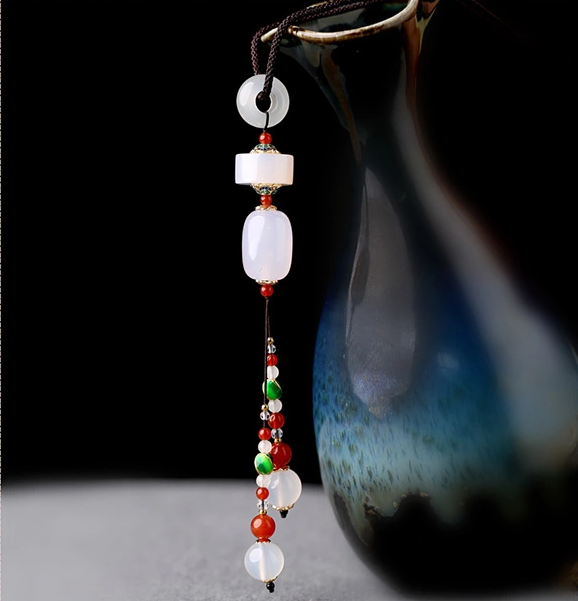 白瑪瑙吊墜民族風(fēng)毛衣鏈項鏈首飾