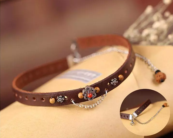 簡約氣質(zhì)皮質(zhì)頸鏈復(fù)古牛皮項(xiàng)圈首飾