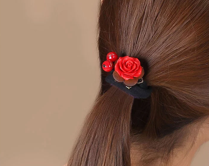 琉璃漆雕復古紅色發(fā)圈頭飾