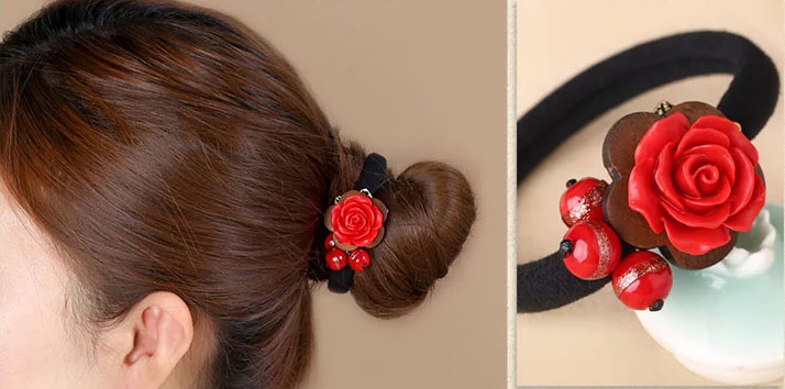 琉璃漆雕復古紅色發(fā)圈頭飾