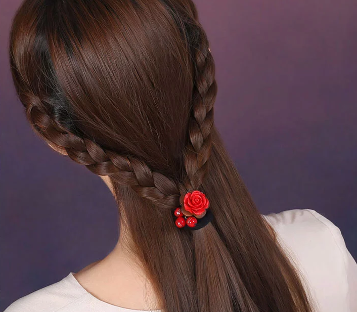 琉璃漆雕復古紅色發(fā)圈頭飾