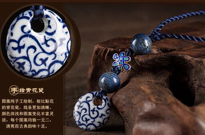 青花瓷吊墜毛衣鏈復(fù)古風(fēng)項(xiàng)鏈民族風(fēng)首飾