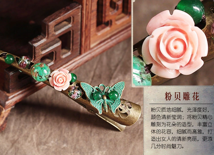 蝶戀花古風發(fā)飾鴨嘴夾盤發(fā)發(fā)夾頭飾