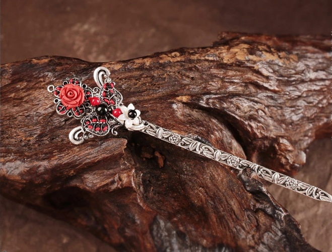 家佳樂(lè)文學(xué)古典花朵盤發(fā)簪子頭飾