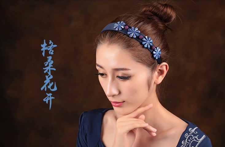 格?；ㄩ_(kāi)中式發(fā)箍家佳樂(lè)文學(xué)藍(lán)色清新頭飾